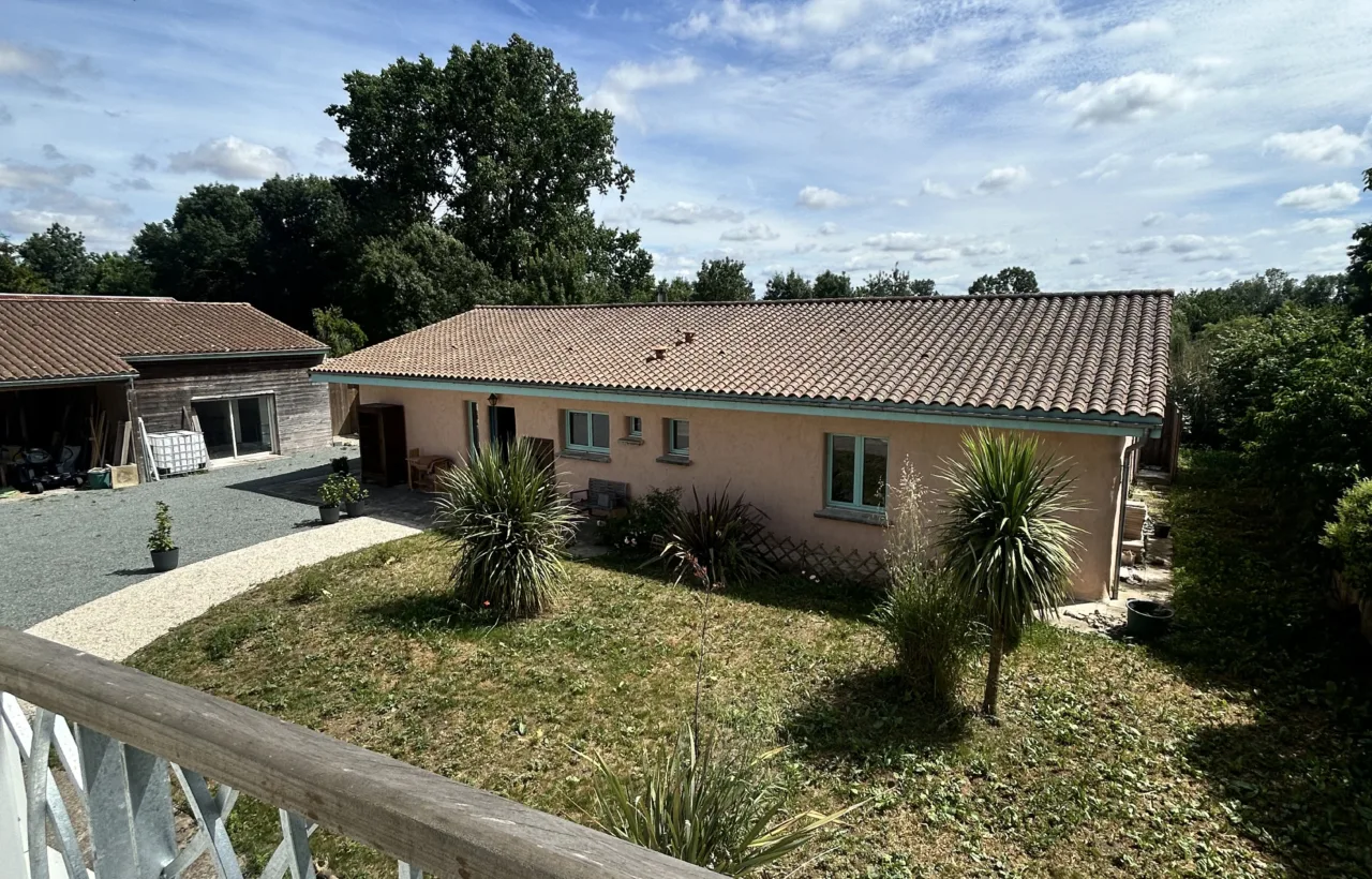 Jardin verdoyant de la Villa des Jardins vu depuis la terrasse